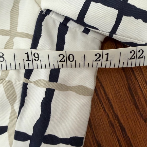 Banana Republic Trench Coat Women’s Large White Navy Tan Plaid Classic Preppy - Picture 6 of 14